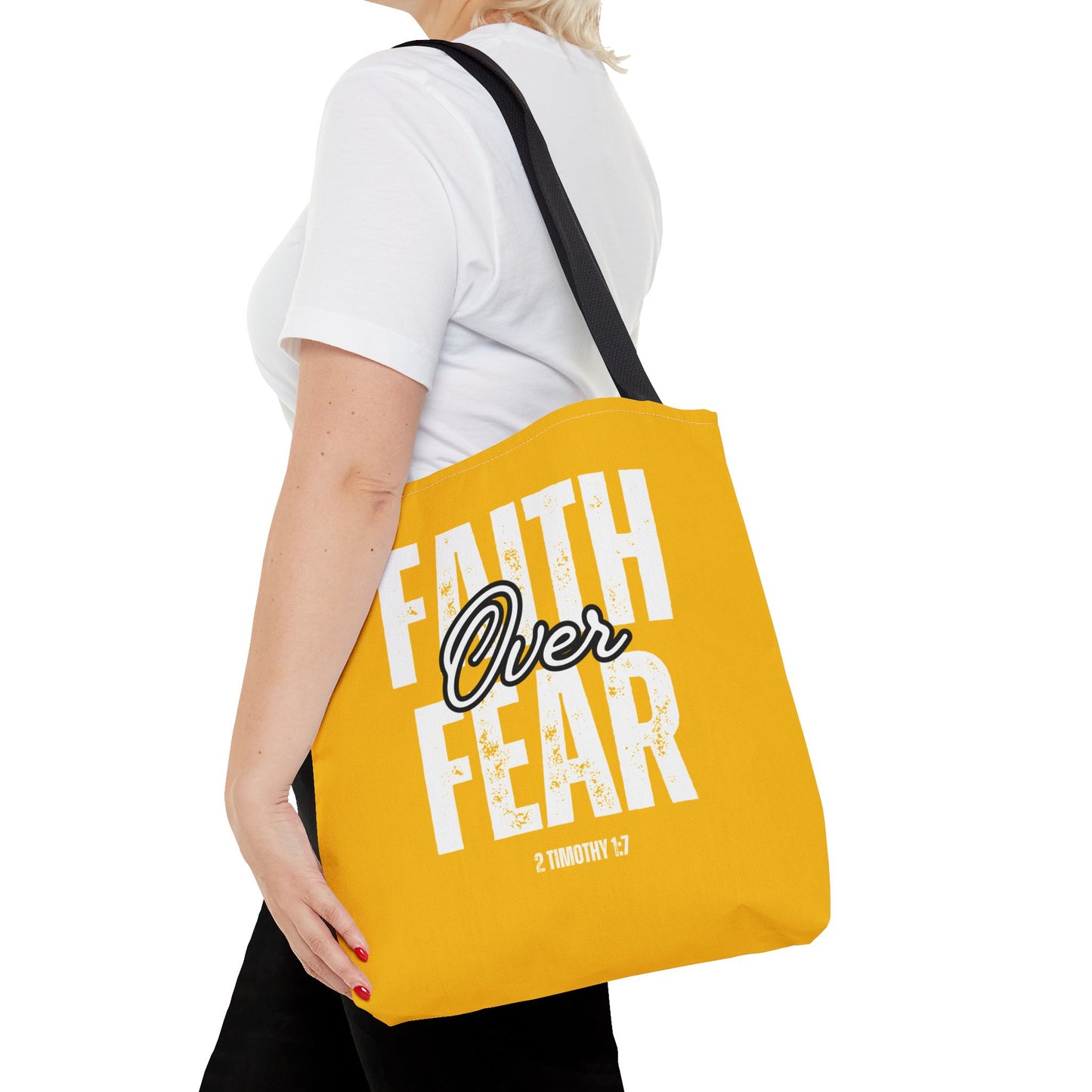 Faith Over Fear Tote Bag - Inspirational Christian Design