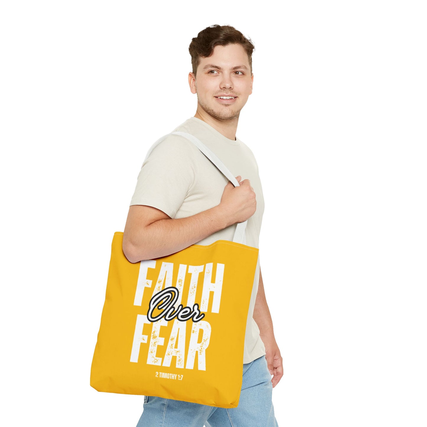 Faith Over Fear Tote Bag - Inspirational Christian Design